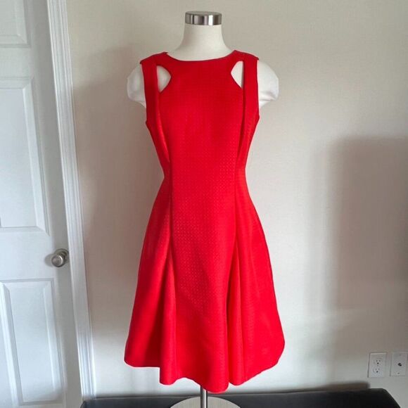 Tahari Arthur S. Levine Red Fit & Flare Dress – Size 6 - Picture 2 of 5